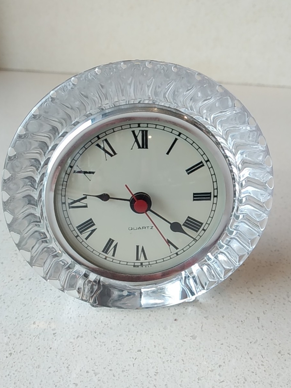 Cristal D'Arques France Classic Clear Crystal Table Clock - Silver Tone Accent